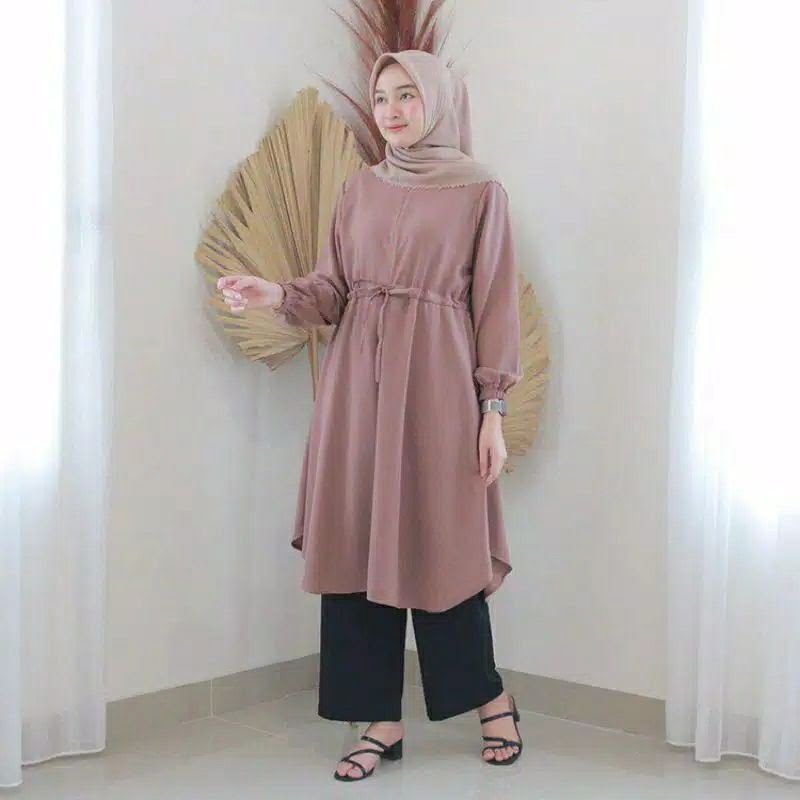 Tunik terbaru dengan hijab modis